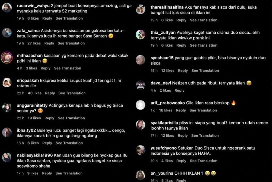 User reactions on Instagram